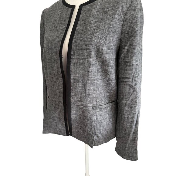 TALBOTS Gray Black Italian Wool Blend Blazer Jacket Size 10 - Picture 4 of 7